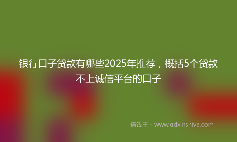 银行口子贷款有哪些2025年推荐，概括5个贷款不上诚信平台的口子