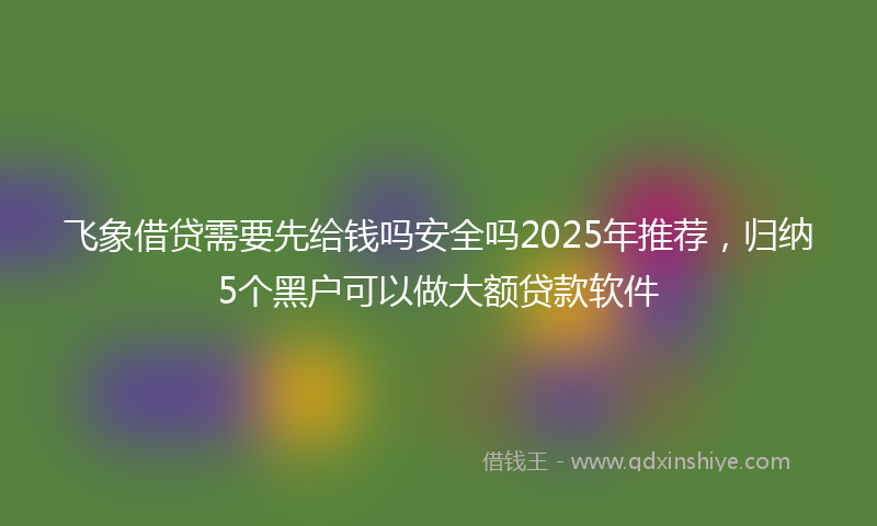 飞象借贷需要先给钱吗安全吗2025年推荐，归纳5个黑户可以做大额贷款软件