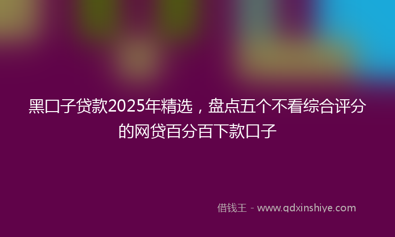 黑囗子贷款2025年精选，盘点五个不看综合评分的网贷百分百下款口子