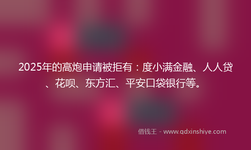 2025年的高炮申请被拒有：度小满金融、人人贷、花呗、东方汇、平安口袋银行等。