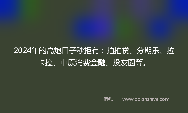 2024年的高炮口子秒拒有：拍拍贷、分期乐、拉卡拉、中原消费金融、投友圈等。