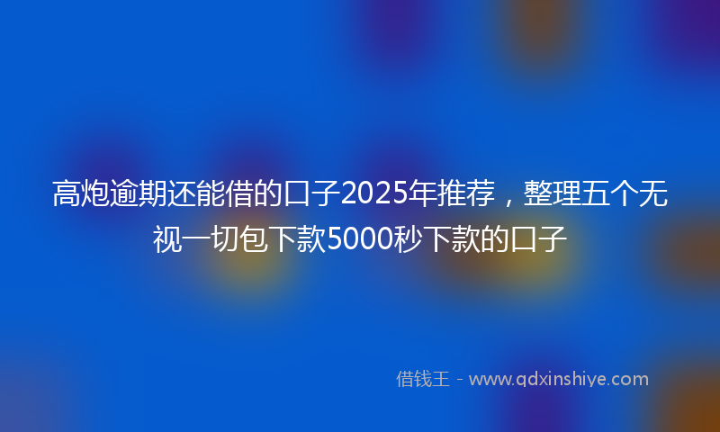 高炮逾期还能借的口子2025年推荐，整理五个无视一切包下款5000秒下款的口子