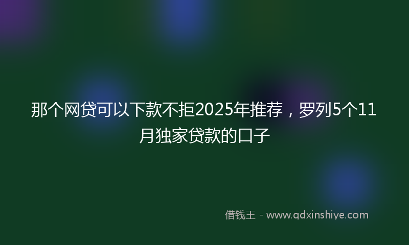 那个网贷可以下款不拒2025年推荐，罗列5个11月独家贷款的口子