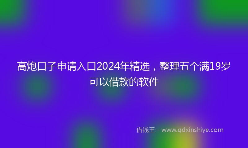 高炮口子申请入口2024年精选，整理五个满19岁可以借款的软件