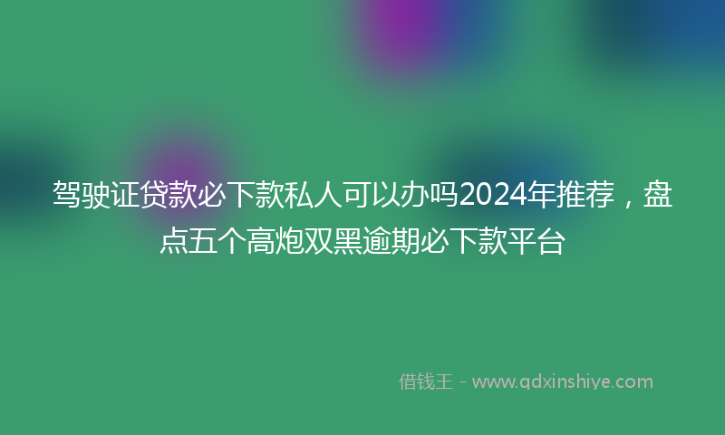 驾驶证贷款必下款私人可以办吗2024年推荐，盘点五个高炮双黑逾期必下款平台