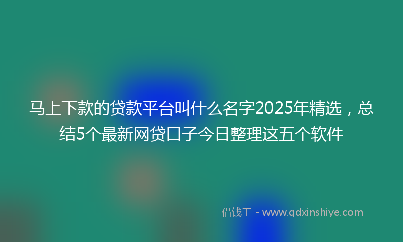 马上下款的贷款平台叫什么名字2025年精选，总结5个最新网贷口子今日整理这五个软件