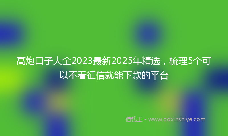 高炮口子大全2023最新2025年精选，梳理5个可以不看征信就能下款的平台