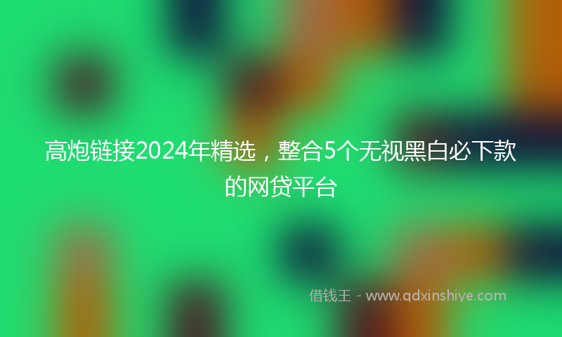 高炮链接2024年精选，整合5个无视黑白必下款的网贷平台