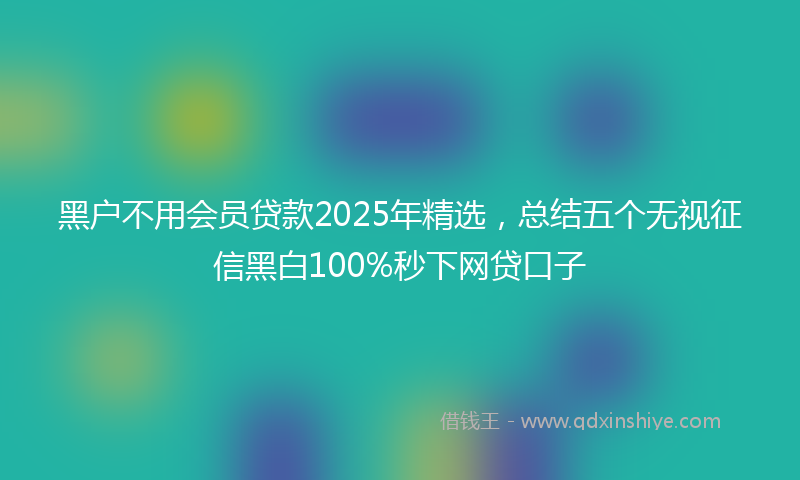 黑户不用会员贷款2025年精选，总结五个无视征信黑白100%秒下网贷口子