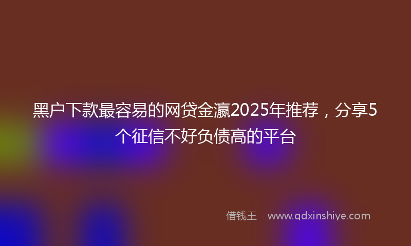 黑户下款最容易的网贷金瀛2025年推荐，分享5个征信不好负债高的平台