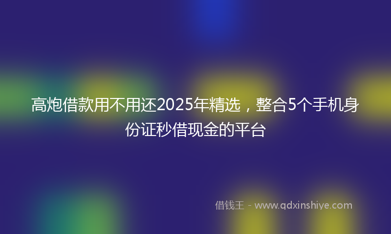 高炮借款用不用还2025年精选，整合5个手机身份证秒借现金的平台