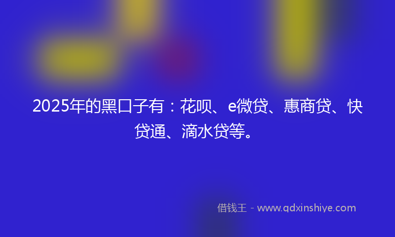 2025年的黑口子有：花呗、e微贷、惠商贷、快贷通、滴水贷等。