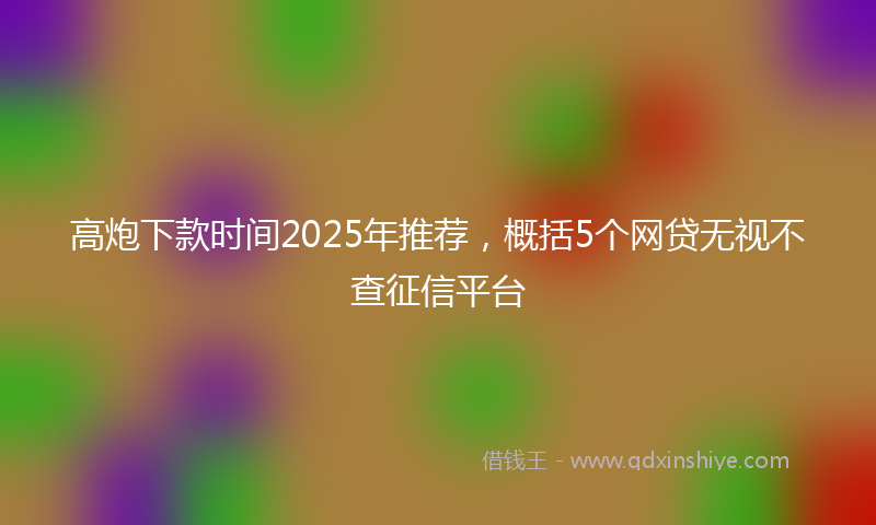 高炮下款时间2025年推荐，概括5个网贷无视不查征信平台