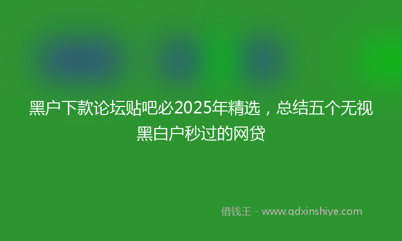 黑户下款论坛贴吧必2025年精选，总结五个无视黑白户秒过的网贷