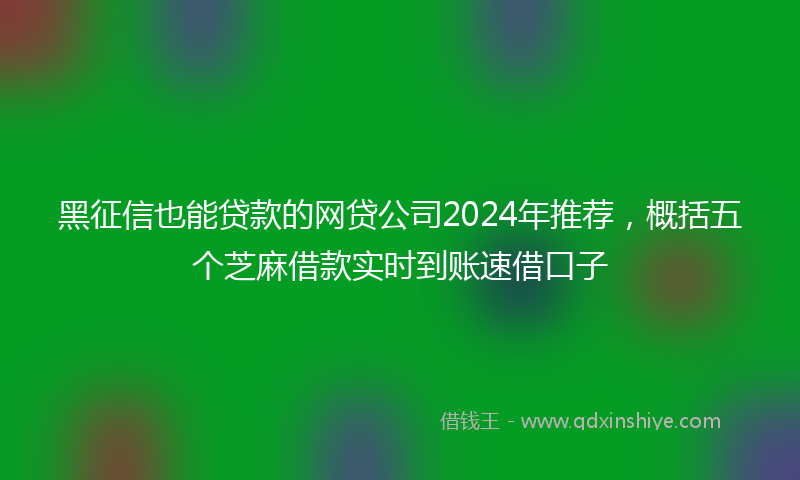黑征信也能贷款的网贷公司2024年推荐，概括五个芝麻借款实时到账速借口子