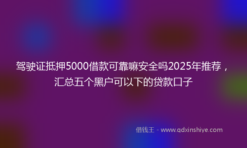驾驶证抵押5000借款可靠嘛安全吗2025年推荐，汇总五个黑户可以下的贷款口子