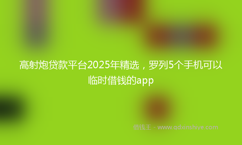 高射炮贷款平台2025年精选，罗列5个手机可以临时借钱的app