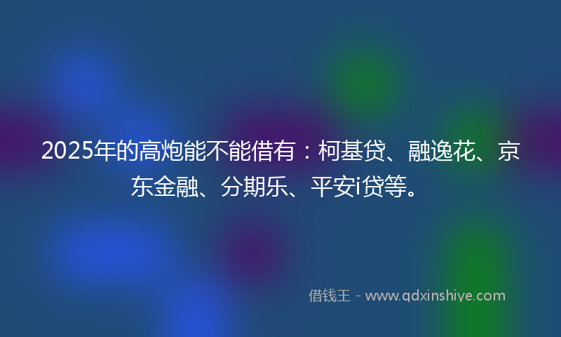 2025年的高炮能不能借有：柯基贷、融逸花、京东金融、分期乐、平安i贷等。