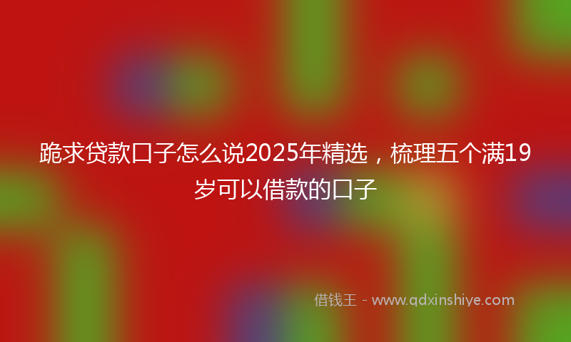 跪求贷款口子怎么说2025年精选，梳理五个满19岁可以借款的口子