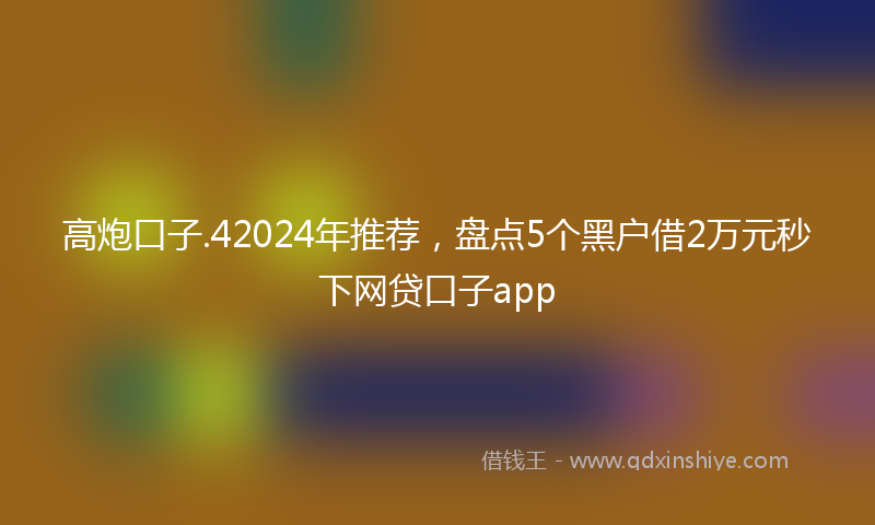 高炮口子.42024年推荐，盘点5个黑户借2万元秒下网贷口子app