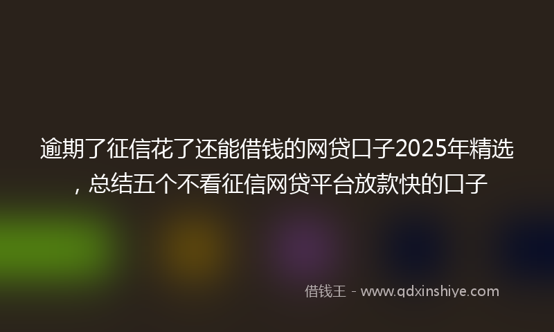 逾期了征信花了还能借钱的网贷口子2025年精选，总结五个不看征信网贷平台放款快的口子