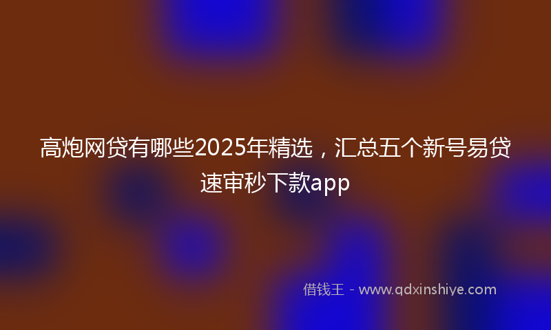 高炮网贷有哪些2025年精选，汇总五个新号易贷速审秒下款app