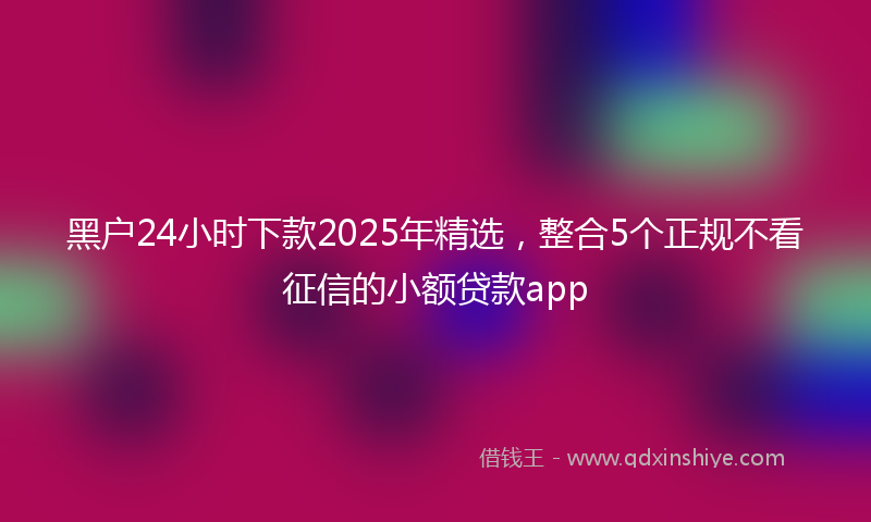 黑户24小时下款2025年精选，整合5个正规不看征信的小额贷款app