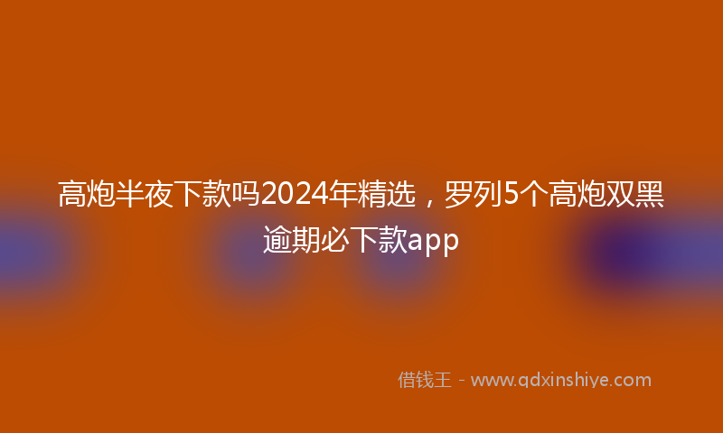 高炮半夜下款吗2024年精选，罗列5个高炮双黑逾期必下款app
