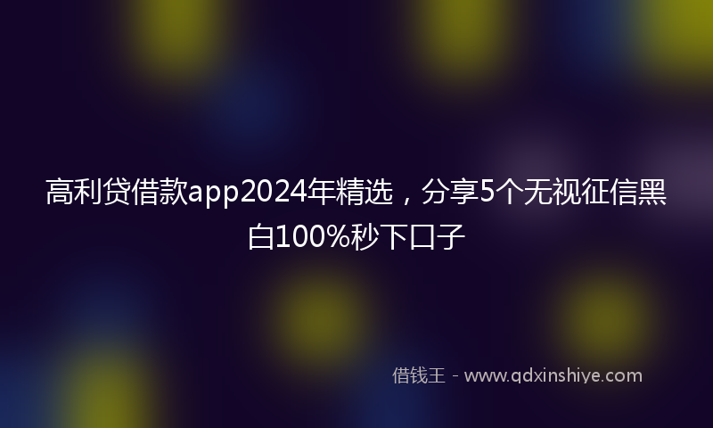 高利贷借款app2024年精选，分享5个无视征信黑白100%秒下口子