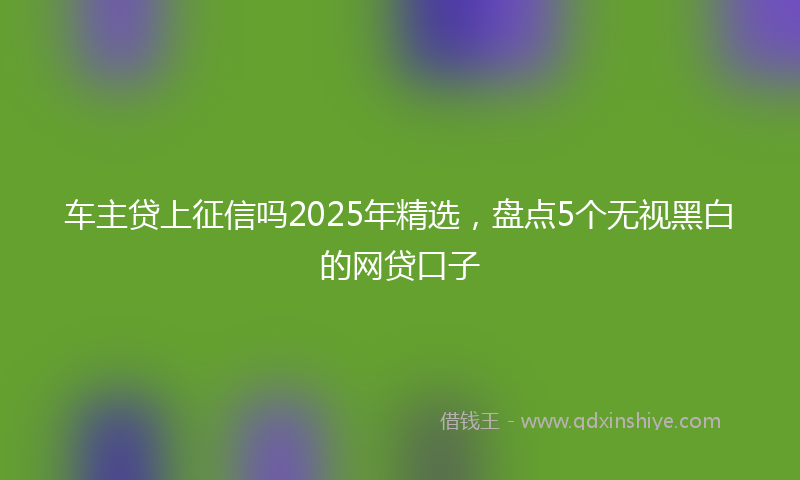 车主贷上征信吗2025年精选，盘点5个无视黑白的网贷口子