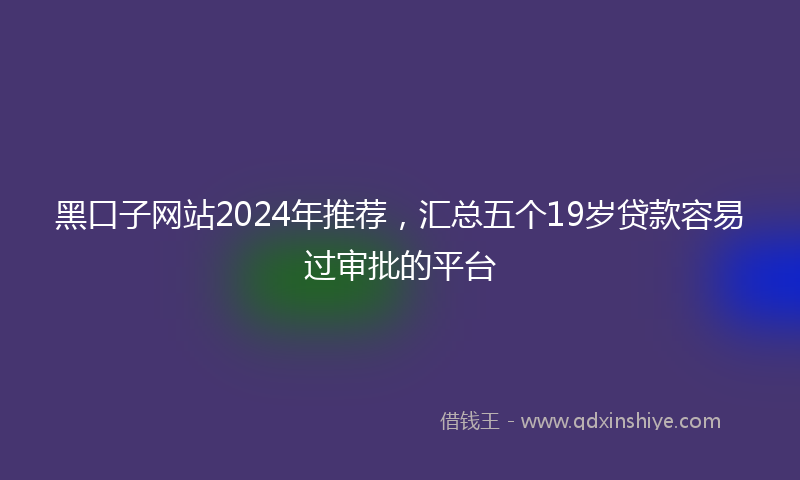 黑口子网站2024年推荐，汇总五个19岁贷款容易过审批的平台