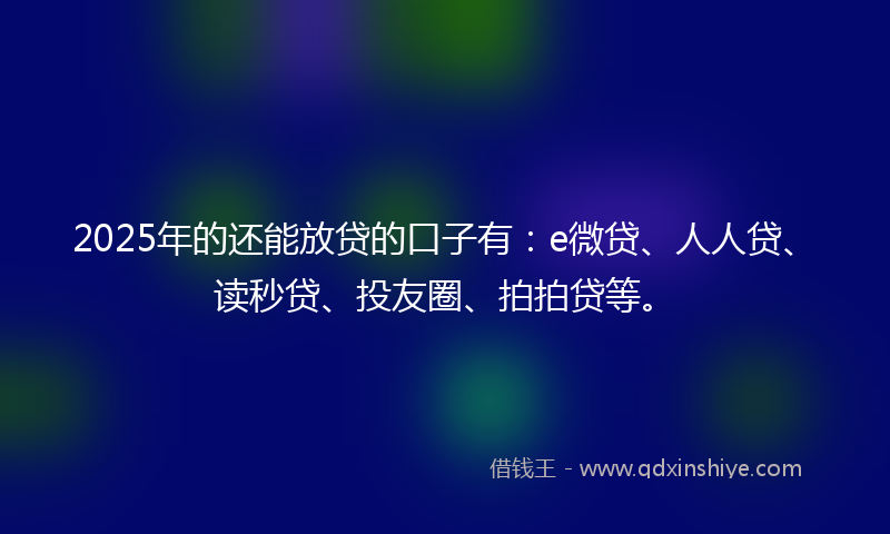 2025年的还能放贷的口子有：e微贷、人人贷、读秒贷、投友圈、拍拍贷等。