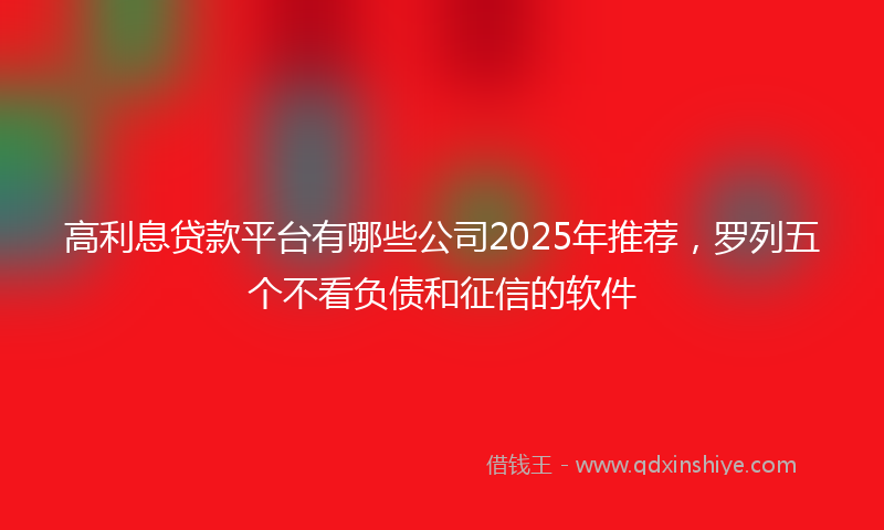 高利息贷款平台有哪些公司2025年推荐，罗列五个不看负债和征信的软件
