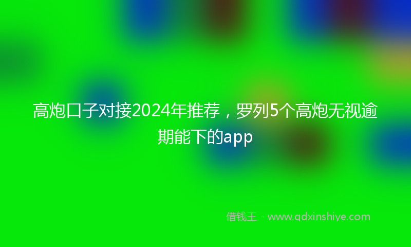 高炮口子对接2024年推荐，罗列5个高炮无视逾期能下的app