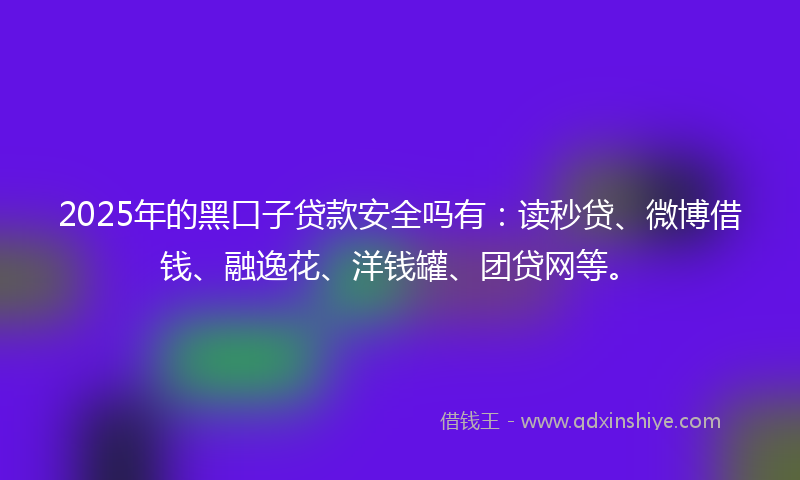 2025年的黑口子贷款安全吗有：读秒贷、微博借钱、融逸花、洋钱罐、团贷网等。