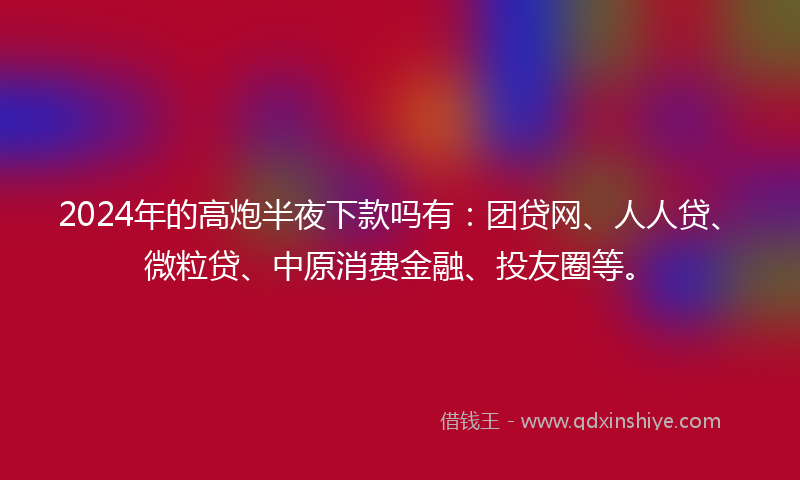 2024年的高炮半夜下款吗有：团贷网、人人贷、微粒贷、中原消费金融、投友圈等。