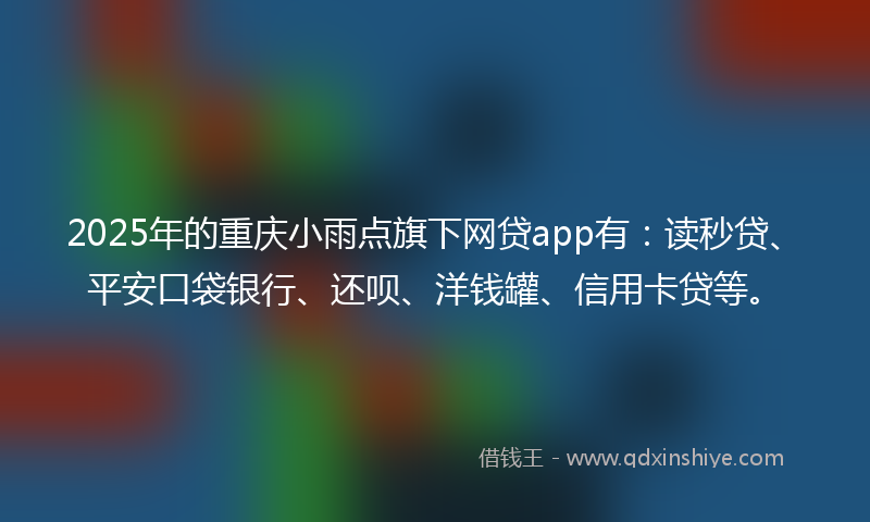 2025年的重庆小雨点旗下网贷app有：读秒贷、平安口袋银行、还呗、洋钱罐、信用卡贷等。