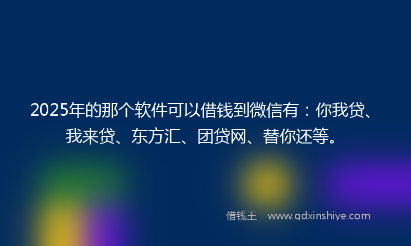 2025年的那个软件可以借钱到微信有：你我贷、我来贷、东方汇、团贷网、替你还等。
