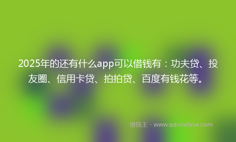 2025年的还有什么app可以借钱有：功夫贷、投友圈、信用卡贷、拍拍贷、百度有钱花等。