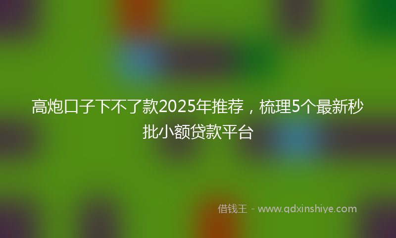 高炮口子下不了款2025年推荐，梳理5个最新秒批小额贷款平台