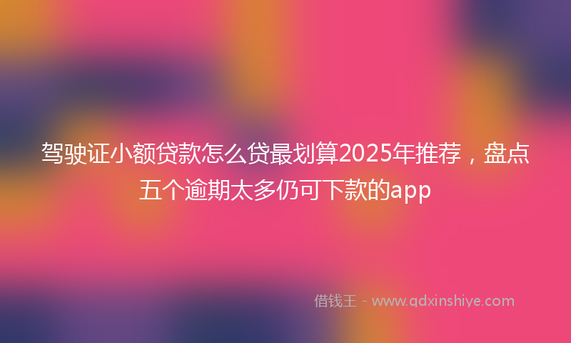驾驶证小额贷款怎么贷最划算2025年推荐，盘点五个逾期太多仍可下款的app