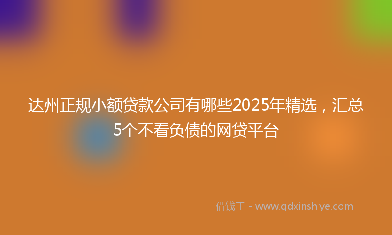 达州正规小额贷款公司有哪些2025年精选，汇总5个不看负债的网贷平台