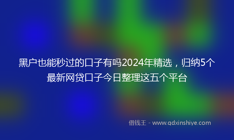 黑户也能秒过的口子有吗2024年精选，归纳5个最新网贷口子今日整理这五个平台