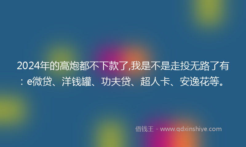 2024年的高炮都不下款了,我是不是走投无路了有：e微贷、洋钱罐、功夫贷、超人卡、安逸花等。