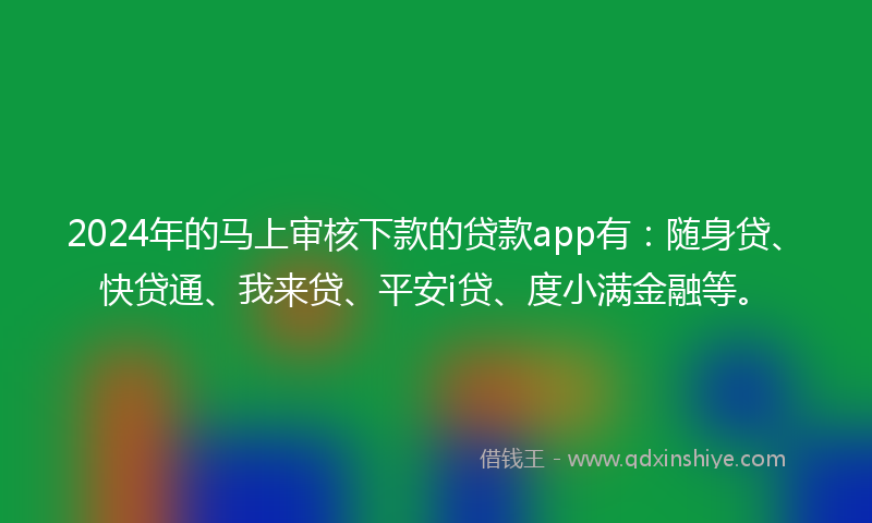 2024年的马上审核下款的贷款app有：随身贷、快贷通、我来贷、平安i贷、度小满金融等。