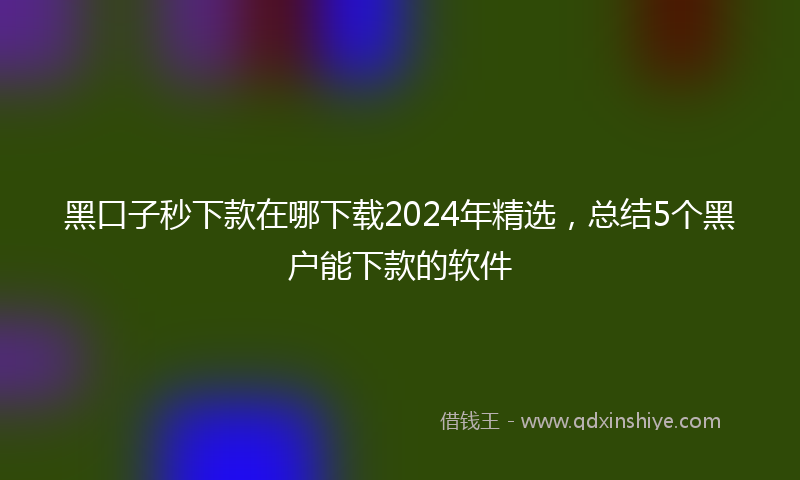黑口子秒下款在哪下载2024年精选，总结5个黑户能下款的软件