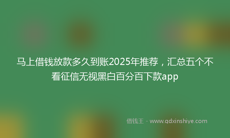 马上借钱放款多久到账2025年推荐，汇总五个不看征信无视黑白百分百下款app