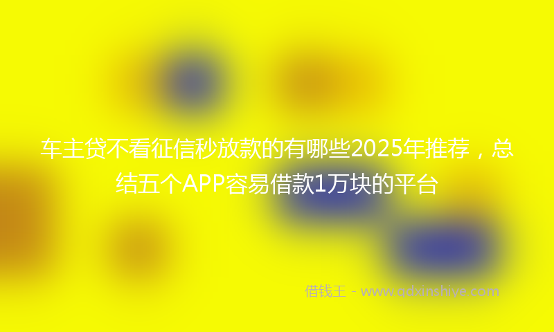 车主贷不看征信秒放款的有哪些2025年推荐，总结五个APP容易借款1万块的平台