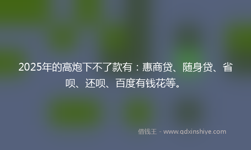 2025年的高炮下不了款有：惠商贷、随身贷、省呗、还呗、百度有钱花等。