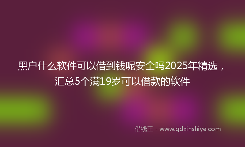 黑户什么软件可以借到钱呢安全吗2025年精选，汇总5个满19岁可以借款的软件